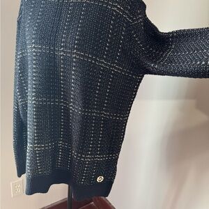 NWT Michael Kors Black and Cream Checkered Sweater